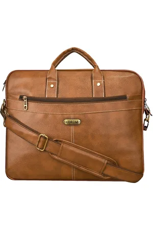 Lorem Unisex Tan Textured Messenger Bag