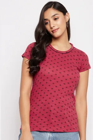 Duke Red Geometric Print Top