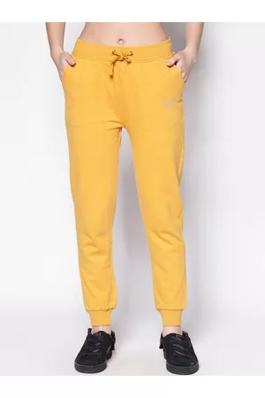 Sera Women Yellow Solid Fleece Joggers