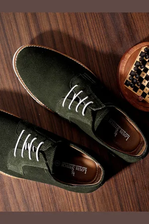 LOUIS STITCH Men Green Seaweed Suede Derbys