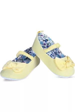 Baby Moo Infant Girls Yellow Printed Anti-Slip Cotton Booties