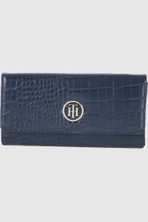 Tommy Hilfiger Women Navy Blue Textured Two Fold Wallet