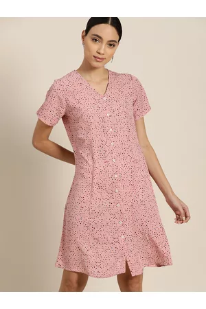Invictus Women Pink Printed A-Line Dress