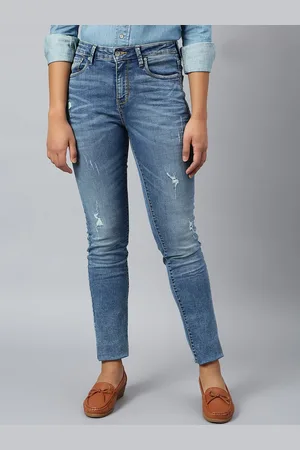 Woodland Women Blue Mildly Distressed Light Fade Stretchable Jeans