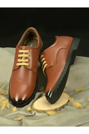 John Karsun Men Tan Brown Solid Formal Derbys