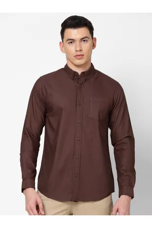 Lee Men Brown Slim Fit Cotton Casual Shirt
