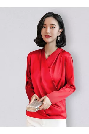 JC Collection Women Red Solid Polyester Wrap Top