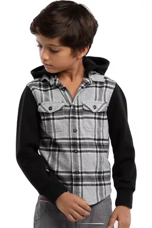 UNDER FOURTEEN ONLY Boys Grey Tartan Checks Checked Casual Shirt