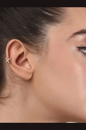 Ami Rose Gold Cubic Zirconia Contemporary Hoop Earrings