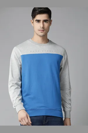 Park Avenue Men Blue Colourblocked Sweatshirt