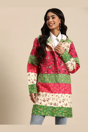 Sangria Women Pure Cotton Floral Longline Fusion Jacket