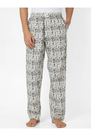 SPYKAR Men Off White & Black Printed Lounge Pants