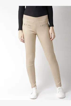 Xpose Women Beige Solid Skinny-Fit High-Rise Treggings