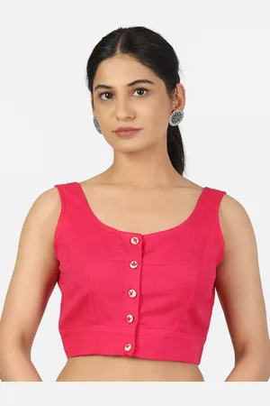 Llajja Women Magenta Solid Readymade Saree Blouse