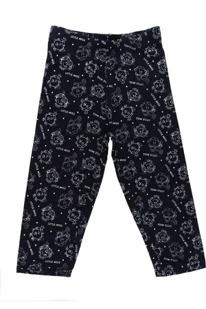 BodyCare Girls Navy Blue & White Printed Cotton Capris