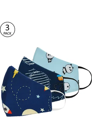 Tossido Kids Pack Of 3 Printed 3-Ply 100% Cotton Cloth Masks