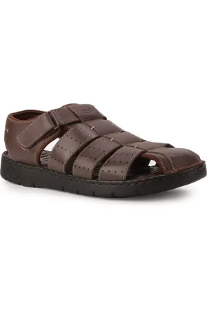 Scholl Men Brown Leather Fisherman Sandals