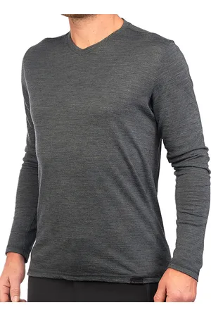 DECATHLON Men Grey Solid Full Sleeve Merino Wool Travel Hiking & Trekking T-shirt