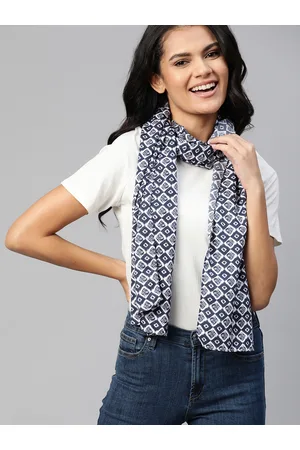 Mast & Harbour Women Navy Blue & White Geometric Print Stole