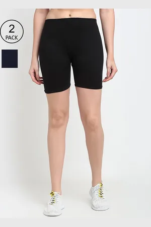 Jinfo Women Black & Navy Blue Pack Of 2 Cycling Sports Shorts