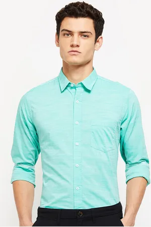 Max Collection Men Green Slim Fit Casual Cotton Shirt