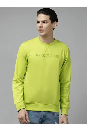 Park Avenue Men Lime Green Brand Logo Printed Sweatshirt