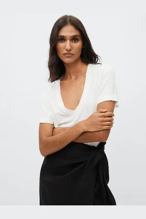 MANGO Women White Solid T-shirt