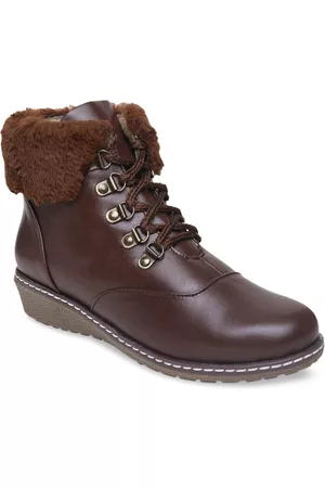 VALIOSAA Brown Wedge Heeled Boots