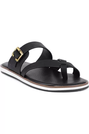 Bata Men Black & Off White PU Comfort Sandals