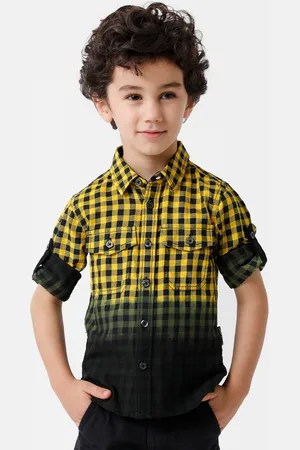 KATE & OSCAR Boys Black Standard Gingham Checks Checked Pure Cotton Casual Shirt