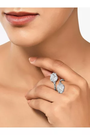 Ami Silver-Plated Cubic Zirconia Adjustable Finger Ring