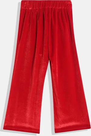Allen Solly Girls Red Solid Wide Leg Leggings