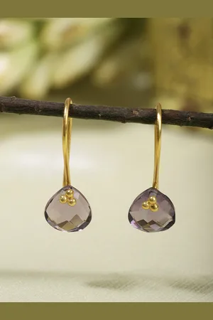 Berserk Gold-Plated & Grey Teardrop Shaped Drop Earrings