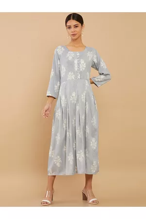 Soch Grey Ethnic Motifs Ethnic Midi Dress