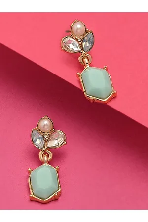 Accessorize London Women Romantic Ramble Blue Pearl & Crystal Drop Earring