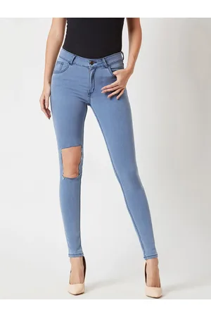 Miss Chase Women Blue Skinny Fit Mid-Rise Mildly Distressed Stretchable Jeans