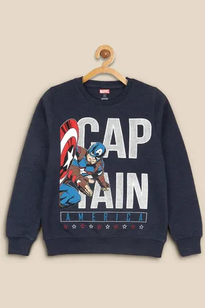 Kidsville Boys Blue Captain America Printed Sweatshirts