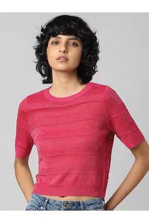 ONLY Women Self Design Crop Top