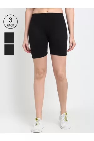 GRACIT Women Pack Of 3 Black Skinny Fit Biker Shorts