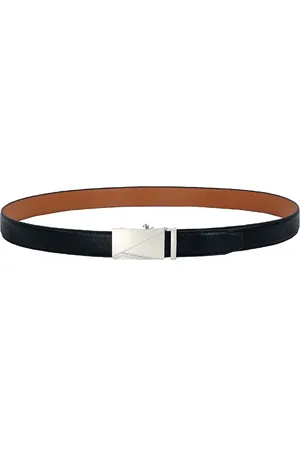 Leather World Men Black Textured Leather Formal Belt