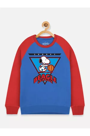 Kidsville Boys Blue & Red Peanuts Printed Sweatshirt