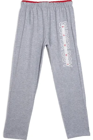 Sweet Angel Boys Grey Melange Solid Pure Cotton Relaxed-Fit Track Pants