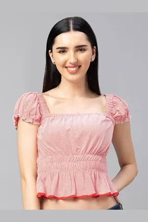 Globus Pink Cinched Waist Crop Top