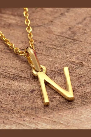 Tistabene Women 18 K Gold-Plated Letter N Pendant with Chain