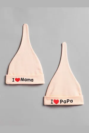 EL REGALO Unisex Kids Peach-Coloured & Black Beanie