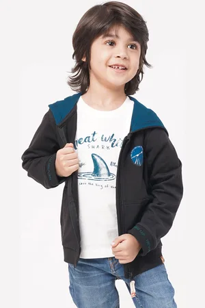 Ed-a-Mamma Boys Black Open Front Jacket with Patchwork
