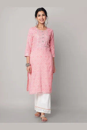 God Bless Women Peach Floral Printed Gotta Patti Kurta with Palazzos
