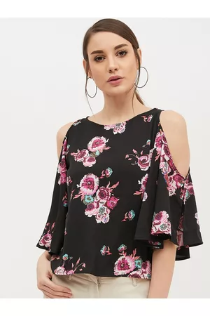 Harpa Women Black & Pink Printed Top