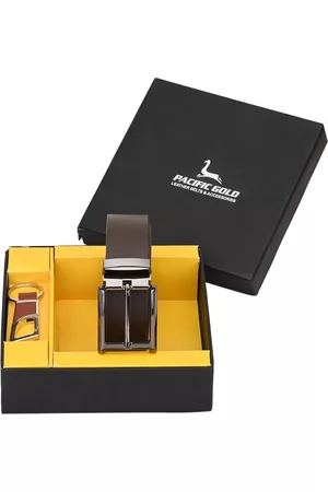 Pacific Men Brown Genuine Leather Accessory Gift Set