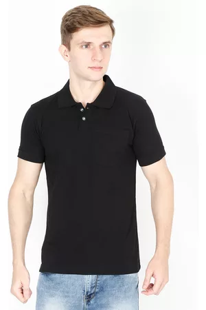 Fleximaa Men solid Black Polo Collar T-shirt